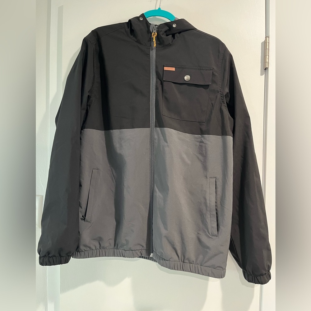 Men's Voyager Black and Gray Windbreaker Jacket Size Large - Picture 2 of 10